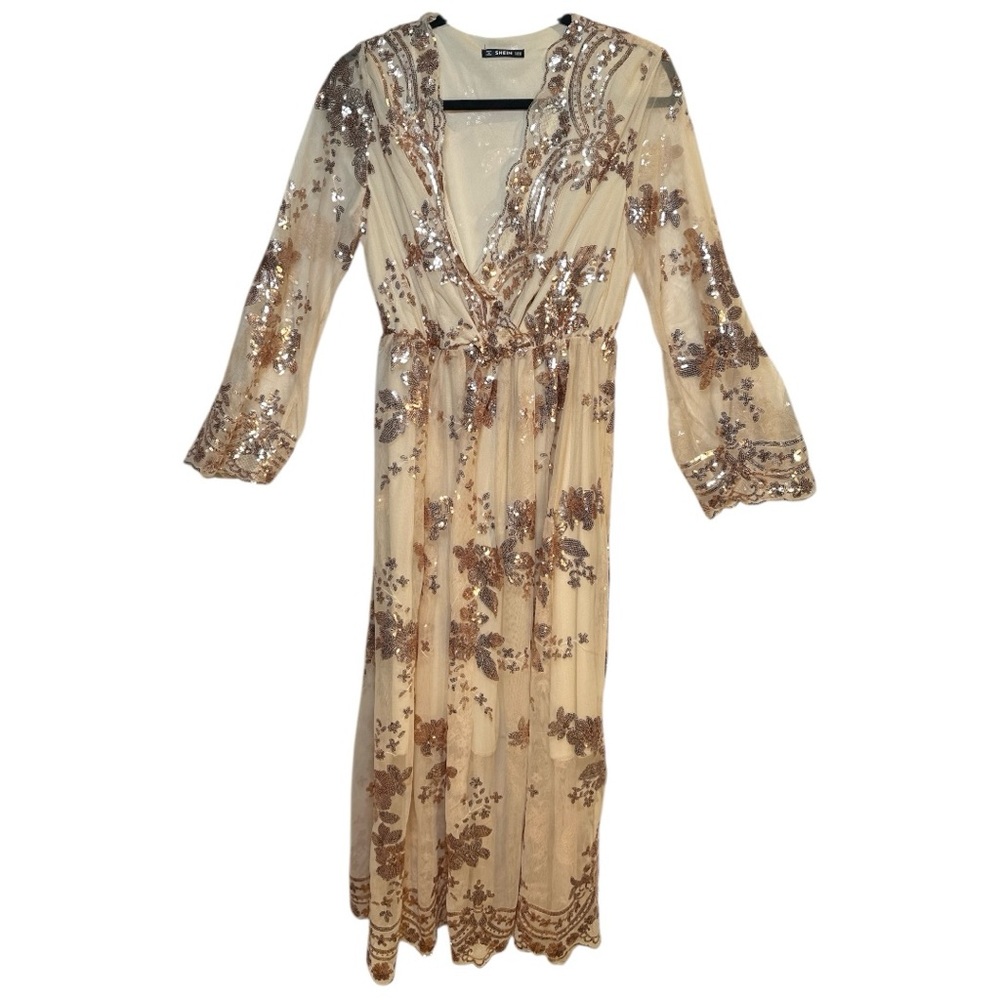 SHEIN Cream Bell Sleeve Ruffled Sundress - Picture 7 of 12